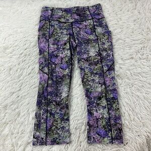 Lululemon Fast & Free Crop II Nulux 19" Vivid Vision Multi Black